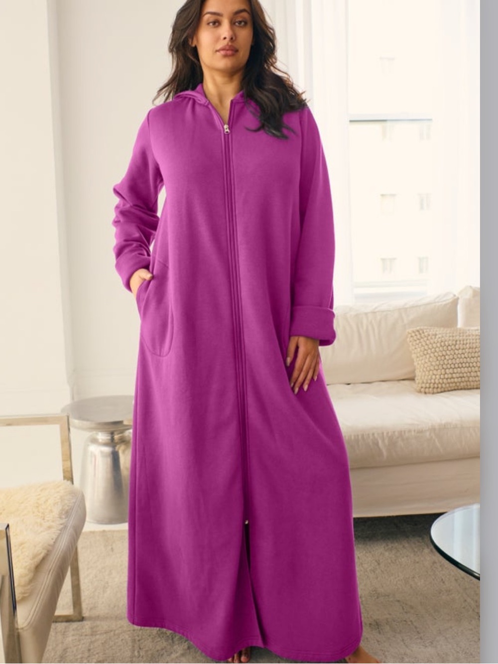 Easy Essentials Hooded Zip Front Robe - Picture 6 of 14